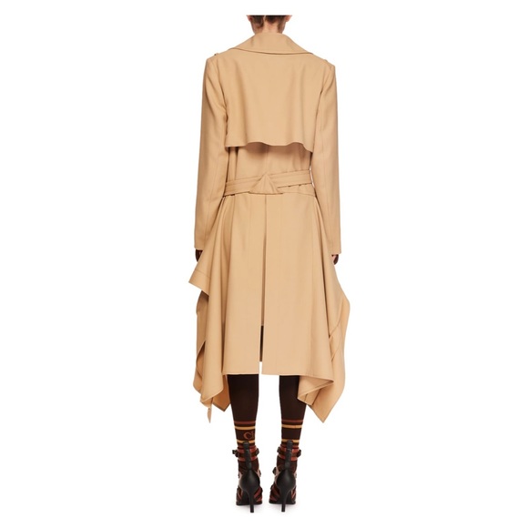 Double-Breasted Belt Drape-Side Wool Trench Coat - Picture 2 of 8